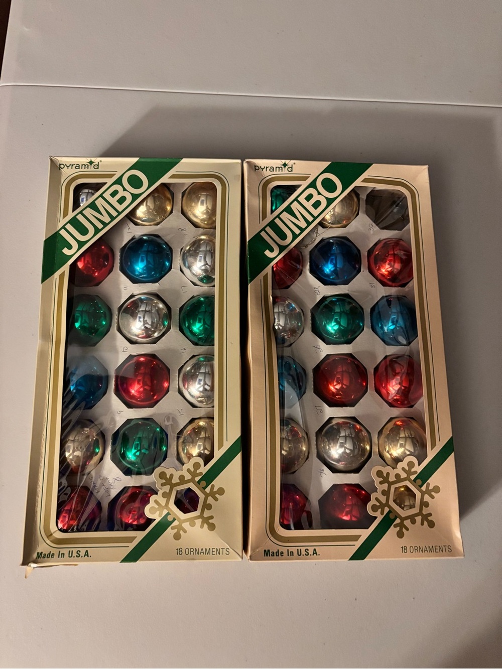 Jumbo Vintage Pyramid Christmas Ornaments - Multi-Color 31 ornaments.